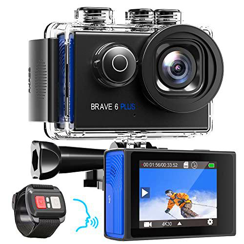 AKASO Cámara de Acción 4K30FPS 20MP WiFi Cámara Deportiva con Pantalla Táctil EIS 40M Cámara Sumergible 8XZoom Control por Voz