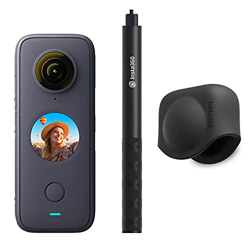 Insta360 One X2 Cámara de acción de 360 Grados, Kit Premium Incluye Palo Invisible para Selfie + Tapa de Lente
