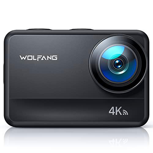 WOLFANG Cámara Deportiva GA400 4k 60FPS 24MP, 8M Barebones Cámara Deportiva con Pantalla Táctil Resistente al Agua 40m Cámara Subacuática WiFi PCcam Videocámara EIS Shakeproof Cámara de Casco