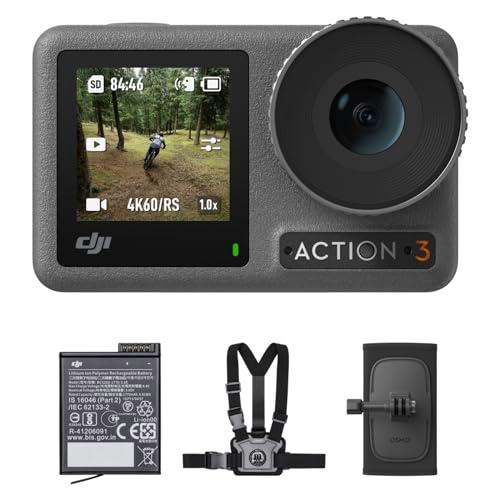 DJI Pack de Exteriores Osmo Action 3-4K/120 fps Cámara de acción con Soportes de Correa de Pecho y de Mochila para Senderismo y Ciclismo