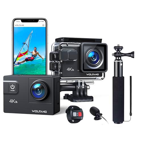 WOLFANG Cámara Deportiva GA300 4K60FPS &amp; Juego de Selfie Stick