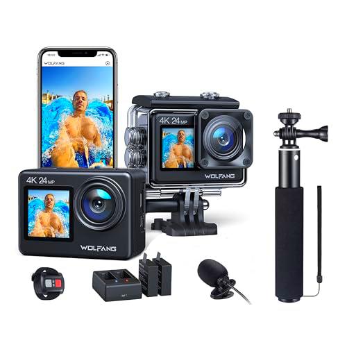WOLFANG Cámara Deportiva GA200 4K30FPS &amp; Juego de Selfie Stick