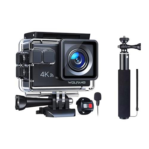WOLFANG Cámara Deportiva GA100 4K30FPS &amp; Juego de Selfie Stick