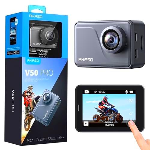 AKASO V50 Pro Camera Sport 4K 30fps 20MP WiFi - Cámara 4K Impermeable Ultra HD Estabilizador EIS con Control Remoto Pantalla táctil Gran Angular Ajustable