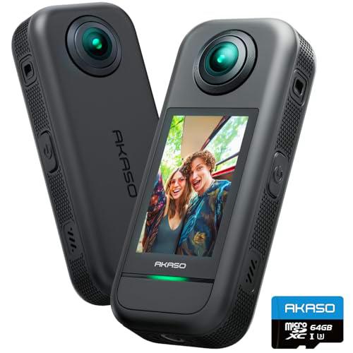 AKASO 360 Cámara de acción 360 Impermeable con 64GB microSDXC U3 Tarjeta de Memoria