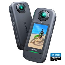 AKASO Cámara de acción Impermeable de 360º, con Tarjeta de Memoria de 256 GB