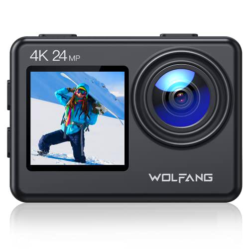WOLFANG Cámara Deportiva GA200 4K 24MP Doble Pantalla WiFi Cámara de Video