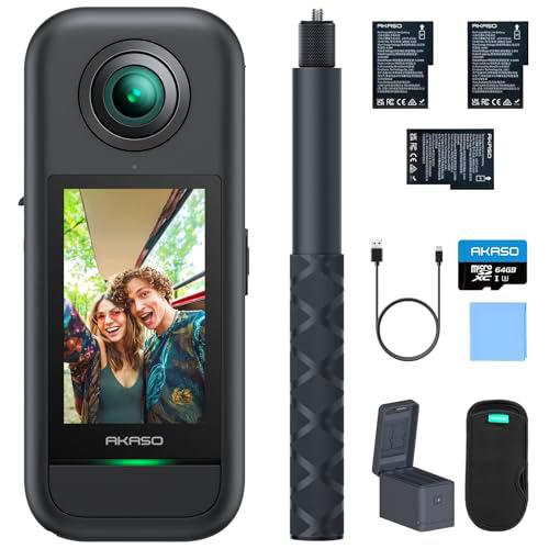 AKASO 360 Cámara de acción 360 Kit de Creadores, con 64GB Tarjeta de Memoria Sensor de 1/2&quot;