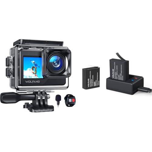 WOLFANG Action CAM GA120 4K30FPS &amp; Set Cargador de Batería