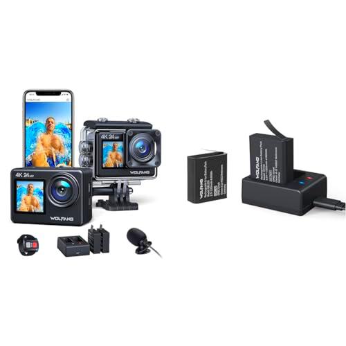 WOLFANG Action CAM GA200 4K24MP &amp; Set Cargador de Batería